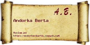 Andorka Berta névjegykártya